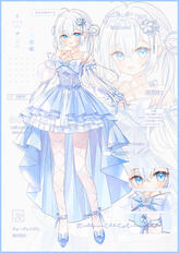 全身立繪，含色票、局部細節圖。